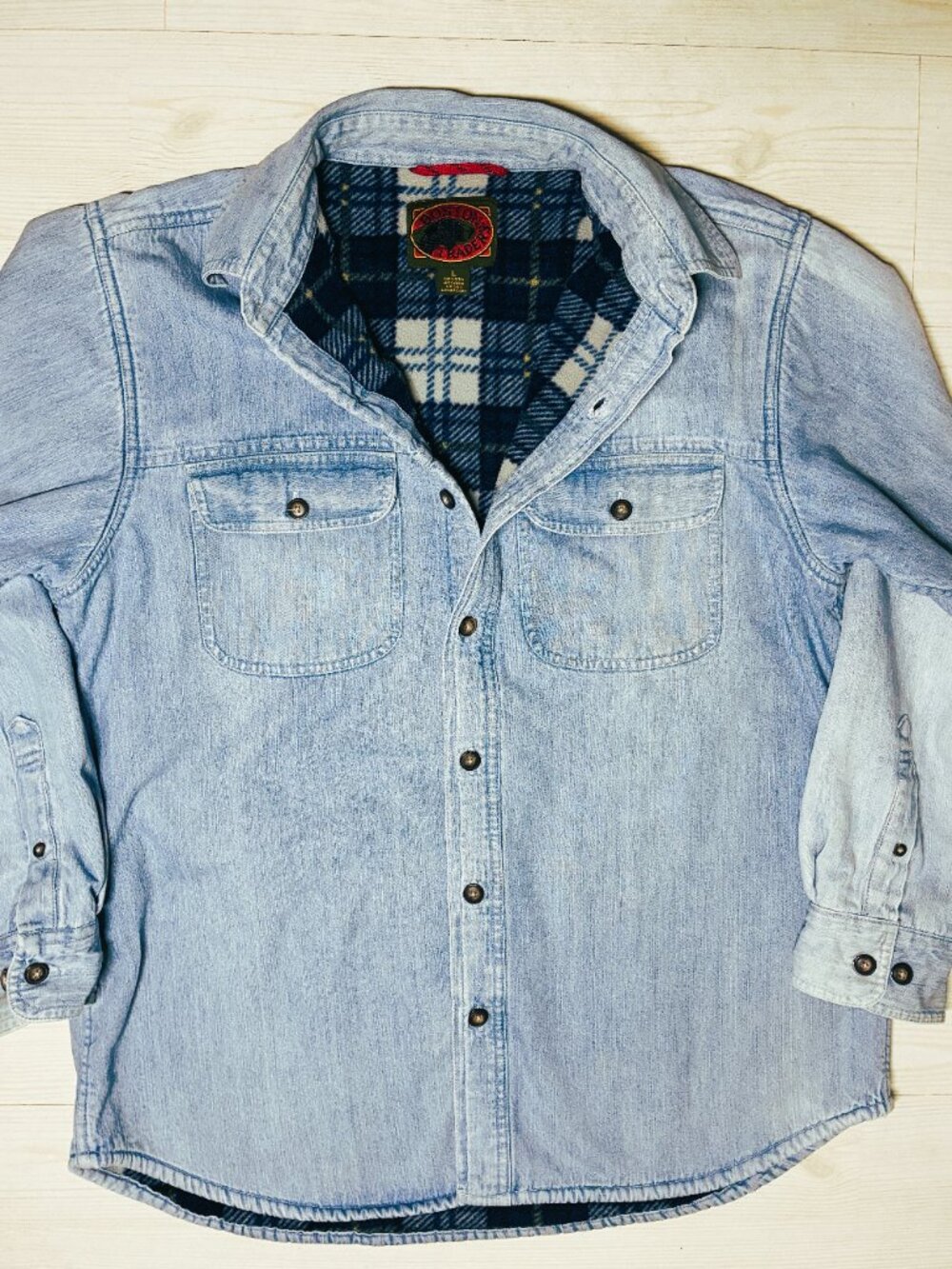 Boston Traders Men’s Size L Heavyweight Cotton Flannel Shacket Plaid FleeceLined